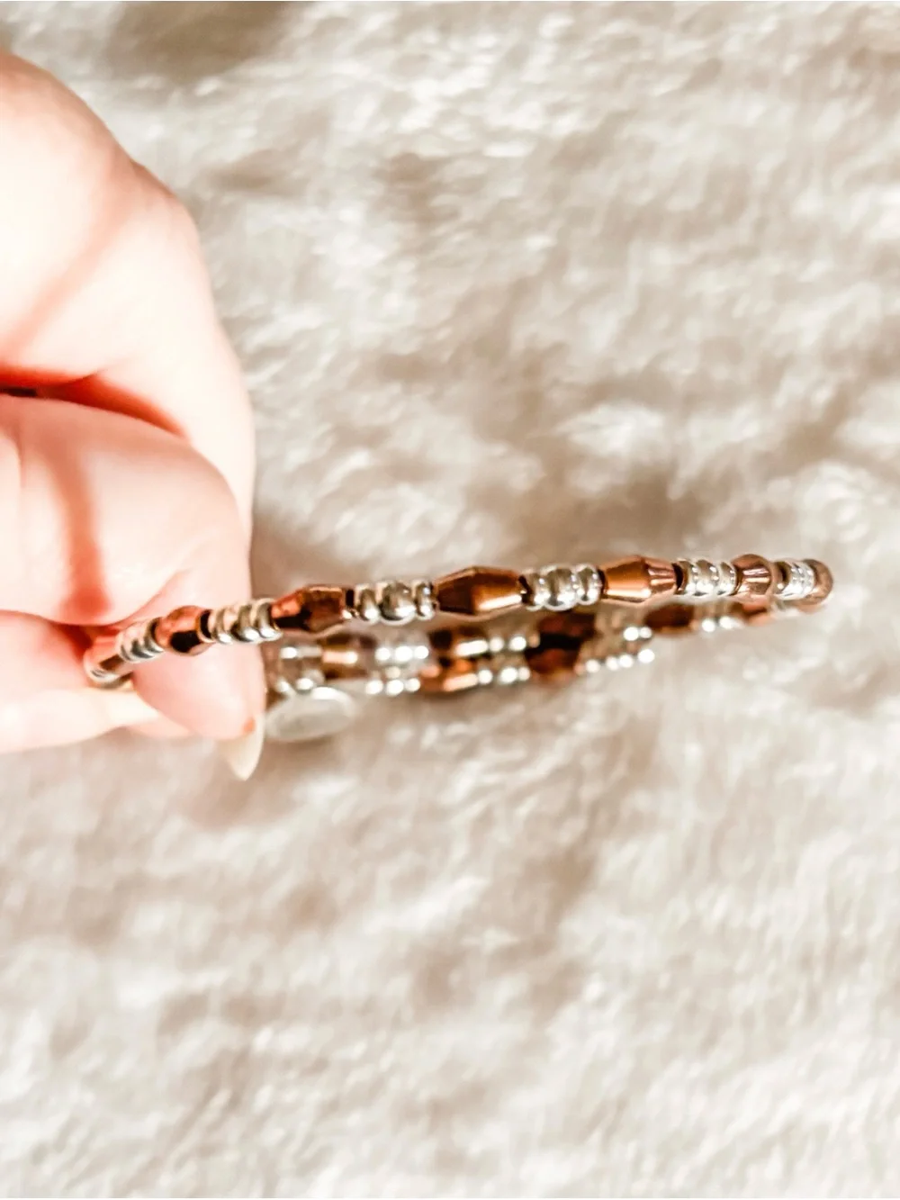 Alex and Ani Two-Tone Beaded Wrap Bracelet - Silver & Rose Gold